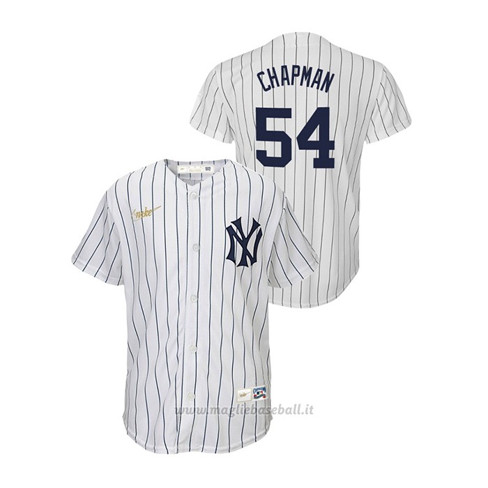 Maglia Baseball Bambino New York Yankees Aroldis Chapman Cooperstown Collection Primera Bianco